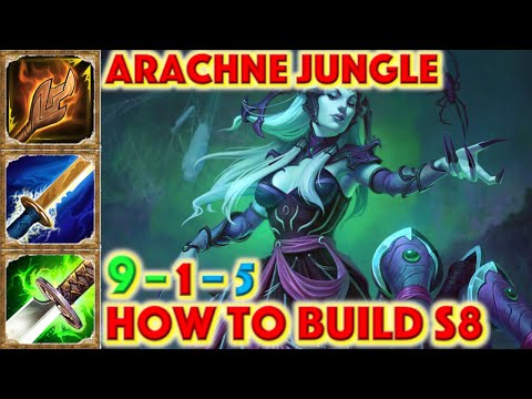SMITE HOW TO BUILD ARACHNE - Arachne Jungle Build Season 8 Conquest + How To + Arachne Guide