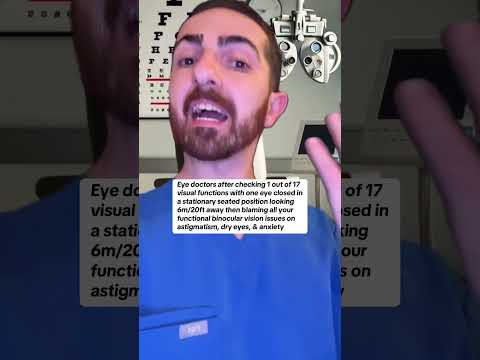 Eye doctors after testing just 1 out of 17 visual functions with one eye closed, seated in one spot,