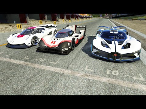 Porsche 919 Hybrid EVO 2018 vs Bugatti Bolide vs Koenigsegg Jesko at Old Spa