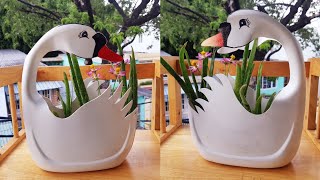 ý tưởng tái chế chai nhựa làm chậu hoa con vịt trắng||HAVI TV