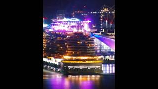 MV Norwegian luna leaving Miami at night #cruiseship #newship #norwegiancruiselines #portmiami
