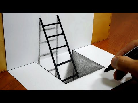 How to Draw a 3D Ladder, Simple Trick Art