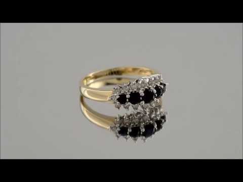 9ct Gold 20pt Diamond And Sapphire Ring - D6402