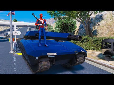 Spider-Man Steals a Tank?! | Epic Battle Hijack!🍺💥  #gta5 #spiderman