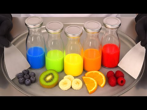 Fruit Rainbow - Ice Cream Rolls | ASMR