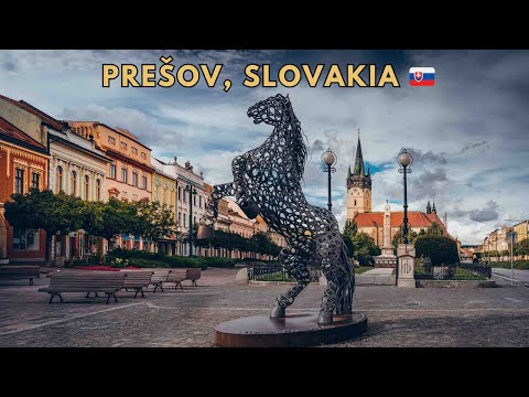 Walking in Prešov Slovakia 🇸🇰 City Park on Main Street (Hlavná) | 4K Walk