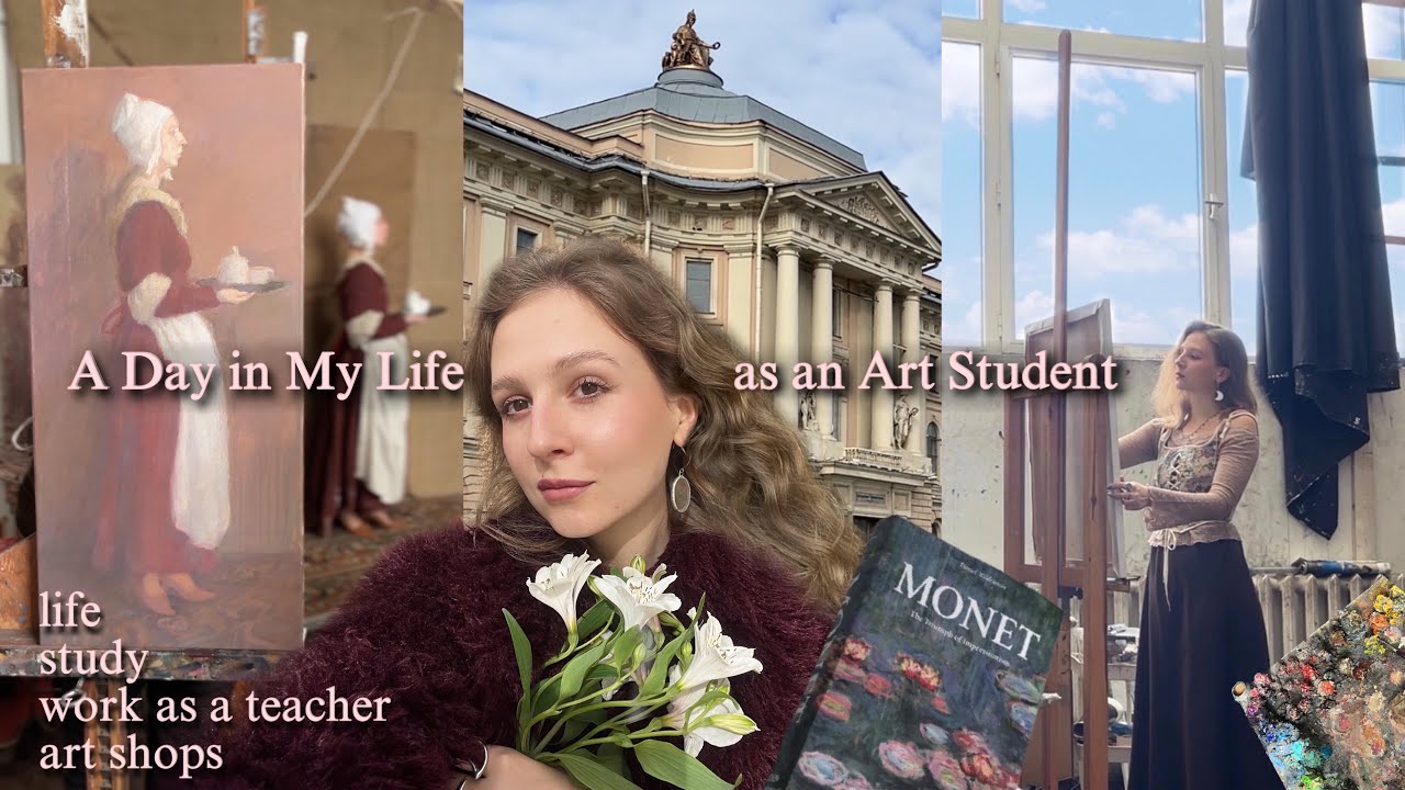 A Day in My Life as an Art Student | studying, working as art teacher, art shopping, painting VLOG