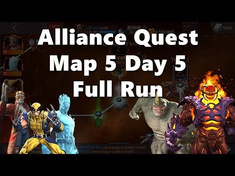 Alliance Quest Map 5 Day 5  - All Sections + Boss Action - Marvel Contest of Champions
