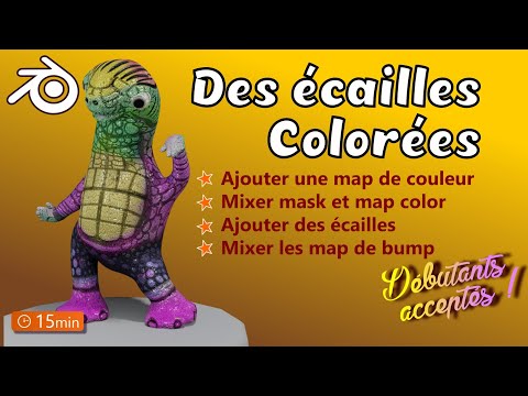 Ajouter des écailles colorées - #dinosaur - Blender 3 - Tutoriel Gratuit en français