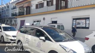 Manifestación de taxistas en Conil