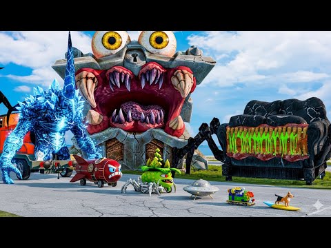 ALL MONSTERS Big & Small Giant Monster War Jump Test with SHIN SONIC BeamNG.Drive