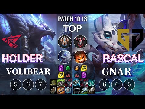 RW Holder Volibear vs GEN Rascal Gnar Top - KR Patch 10.13