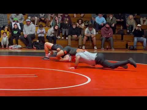 MT's Adrien LaBoy with pin at 144 pounds vs Ocean City