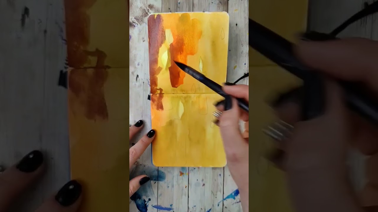 Same technique as  glowing Jack o' lanterns!  #floatingcandles #easywatercolor #halloweenwatercolor