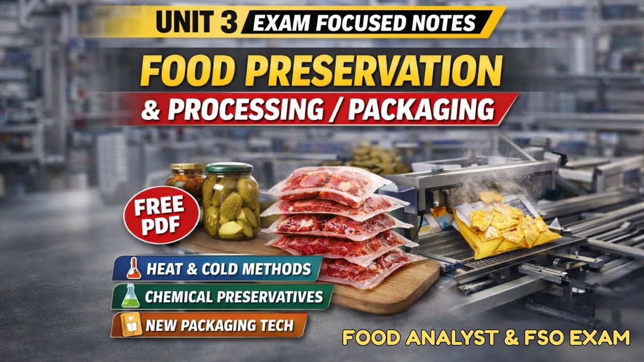 Unit 3 Food Preservation, Processing & Packaging | Exam-Focused Notes | Free PDF