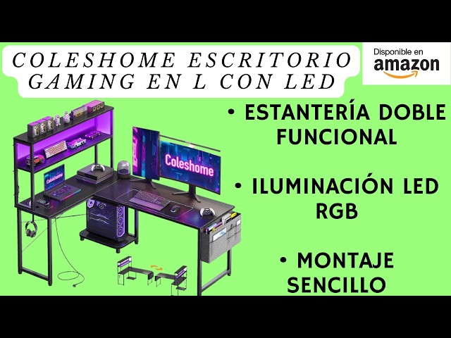 Vídeo relacionado con Coleshome Escritorio Gaming con LED, 120x48cm, Fibra de Carbono Blanca