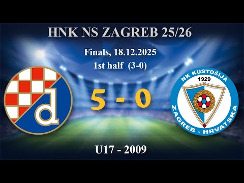 2. 2009 U17  Dinamo 5 (3)-(0) 0 Kustošija, HNK NS ZAGREB - Finals, 1st half, 18.12.2025 #hnk