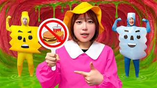 【寸劇】幼稚園児が小さくなって体の中でかくれんぼ？お腹が痛いよ〜＞＜小学生のお姉ちゃんのお腹の中でウイルスが大暴走？！ハンバーガーやお菓子は禁止！苦手なお野菜を食べてバイキンをやっつけよう！