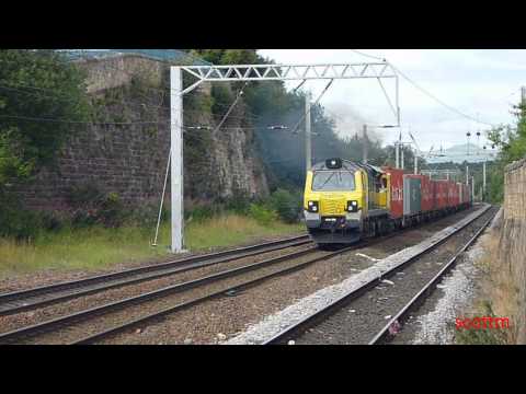 Freightliner 70001 'Powerhaul' departs Coatbridge