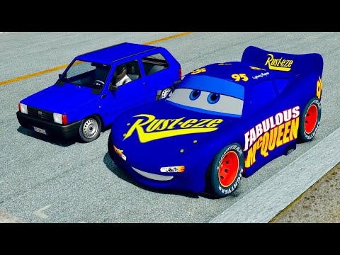 Fabulous Lighting McQueen vs Fiat Panda Monster - Drag Race 10 KM