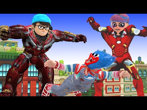 Nick Ironman vs Tani Hero Punish Robbers Huggy Wuggy Protect Boy Nick - Scary Teacher 3D Funny