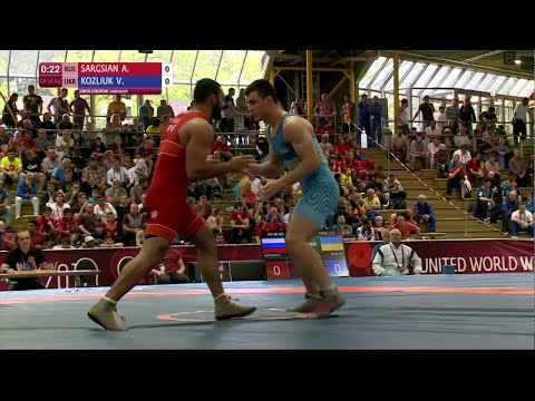 BRONZE GR - 96 kg: V. KOZLIUK (UKR) df. A. SARGSIAN (RUS) by FALL, 4-4