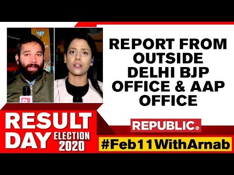 デリー選挙の結果を前に、共和国テレビがAAP事務所とデリーBJP事務所の外からレポートしています。 (Before Delhi Election Results, Republic TV Reports From Outside The AAP Office & Delhi BJP Office)