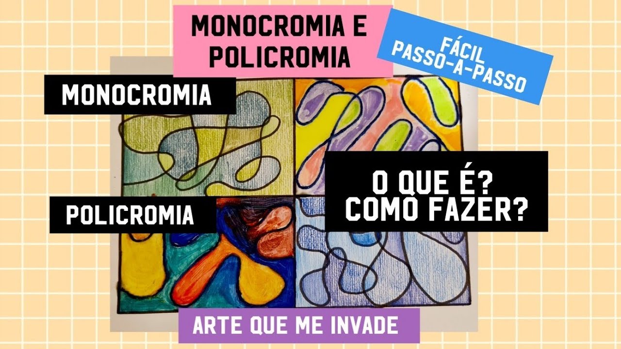 MONOCROMIA e POLICROMIA - ATIVIDADE abstrata - O que é? Como fazer? Vídeo Aula de Arte online fácil