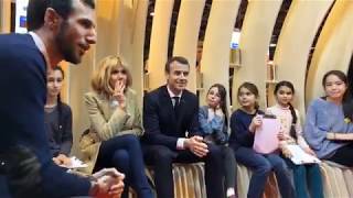 Emmanuel Macron &amp; Brigitte Macron l Poetry Writing Workshop with Timothy de fombelle Paris Book Fair