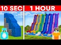 10 Second Vs 1 Hour Waterpark House Build Challenge In Minecraft