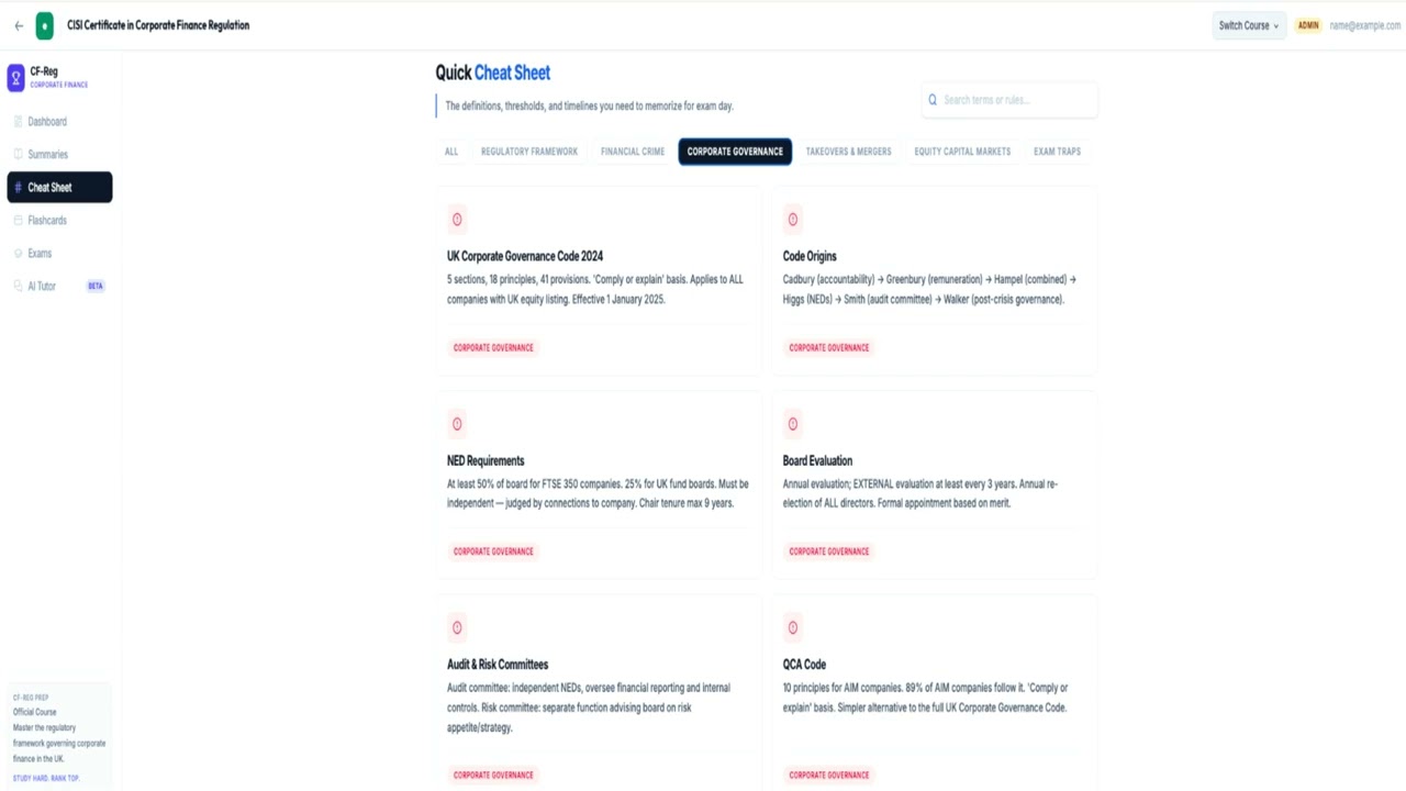 Preview of CISI Certificate in Corporate Finance Regulation