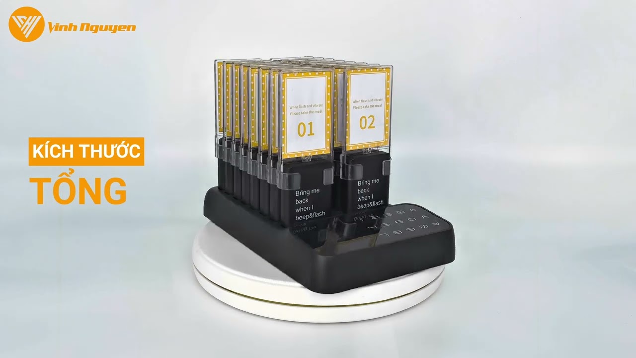 Thiết bị báo rung gọi phụ vụ GPOS BR16M | Máy báo rung tự phục vụ 16 Tay Có Kèm Mika