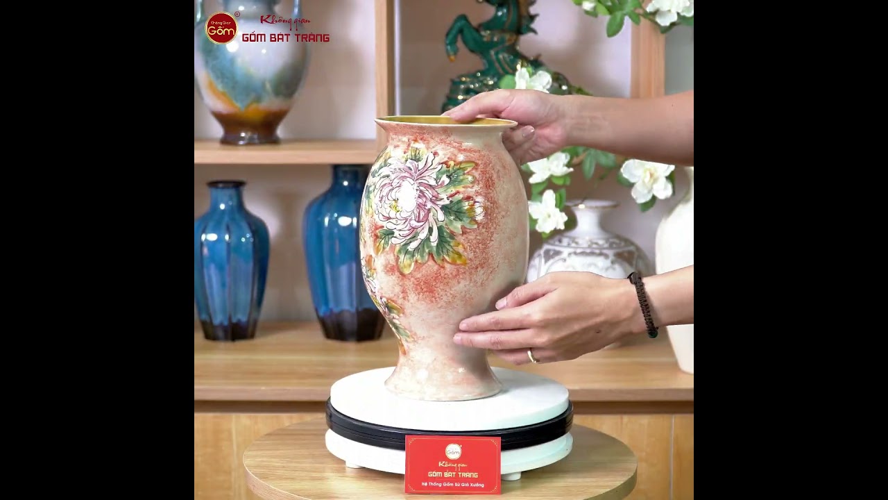Lọ Hoa Miệng Loe Dáng Bầu Vẽ Hoa