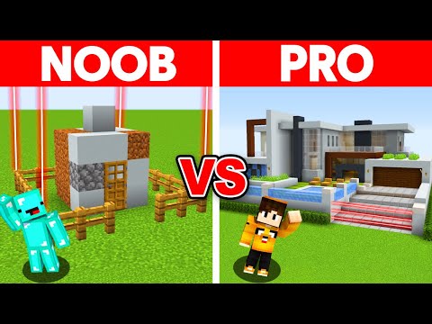 Minecraft NOOB vs PRO: SAFEST MODERN HOUSE BUILD CHALLENGE