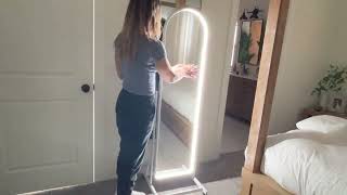 Real Review: 65"x18" Arched LED Full Length Rolling Mirror Tested for Everyday Use X8810