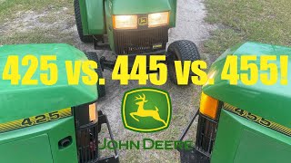 John Deere 425, 445, and 455 compared: What are the differences