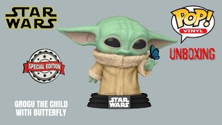 Grogu The Child With Butterfly Funko Pop Vinyl Star Wars Baby Yoda Special Edition Exclusive
