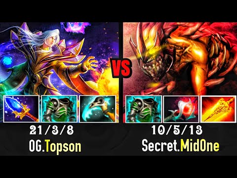 Invoker MidLane - OG.Topson Invoker VS Secret.MidOne Lifestealer Epic Sun Strike 7.21d Dota 2