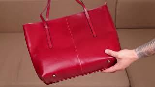 Містка сумка шоппер із натуральної шкіри 22076 Vintage бордова