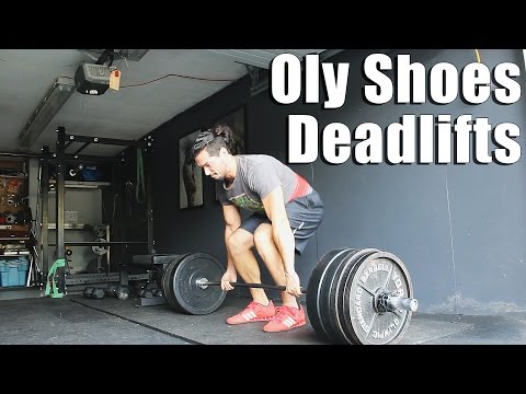 Mixed Grip Deadlifts w/ Olympic Lifting Shoes