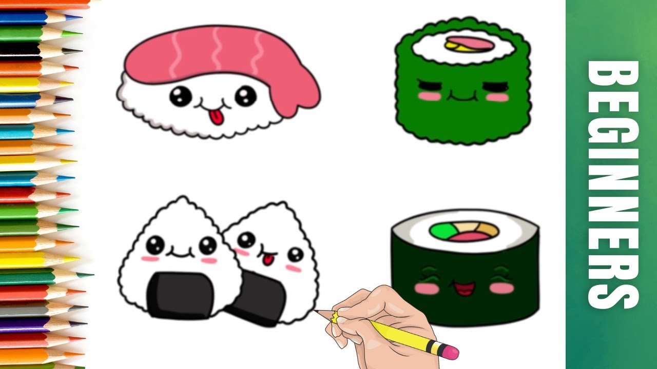 How To Draw Cartoon Sushi for Kids