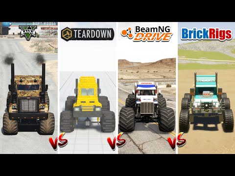 MONSTER SEMI TRUCK in GTA 5 vs TEARDOWN vs BEAMNG DRIVE vs BRICK RIGS - WHICH IS BEST MONSTER TRUCK?