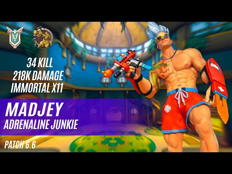 34 KILL 218K DAMAGE IMMORTAL X11 MADJEY KOGA PALADINS COMPETITIVE (MASTER) ADRENALINE JUNKIE