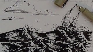 Pen and Ink Drawing Tutorial | How to draw water
