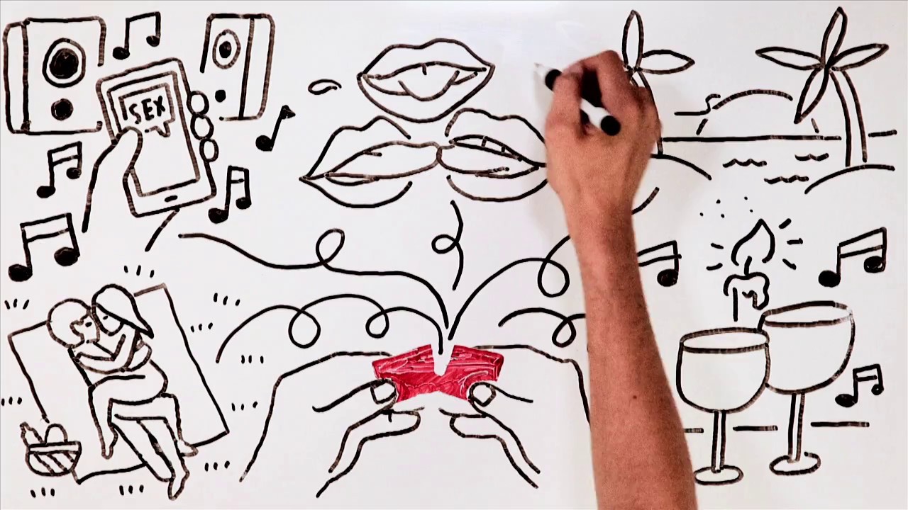 En hand som ritar på en whiteboardtavla 