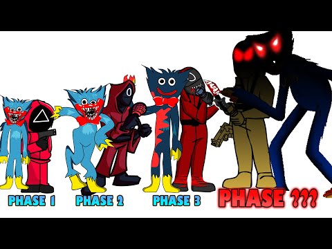 FNF comparison Battle Poppy Playtime Huggy Wuggy & Squid Game - ALL Phases of FNF Animation