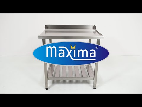 Maxima Gastro Geschirrspültisch - 90 x 75 cm - rechts - mit Backsplash und Lagerregal