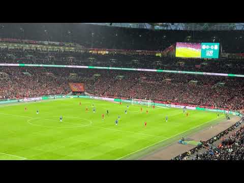 Incredible LOUD rendition of Allez Allez Allez by Liverpool in the Carabao Cup Final!