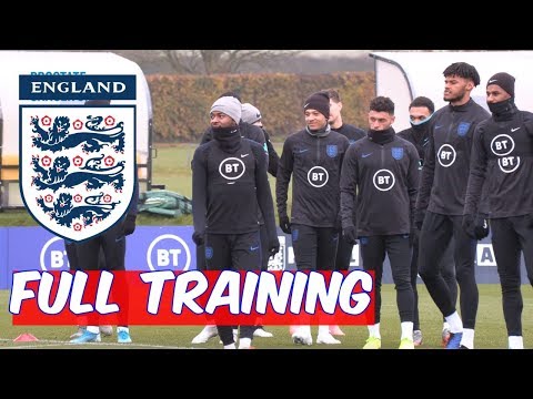 LAUGHING ALL THE WAY: Sterling, Kane, & Sancho have fun training with England