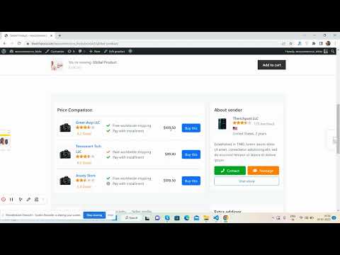 Wordpress + Woocommerce + Dokan Multi Vendor custom price comparison table demo